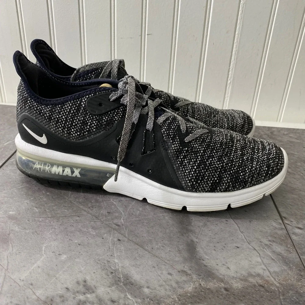 Nike Air Max Sequent 3 'Black' 908993-011 Women Shoes Sz 11 Black Knit Athletic